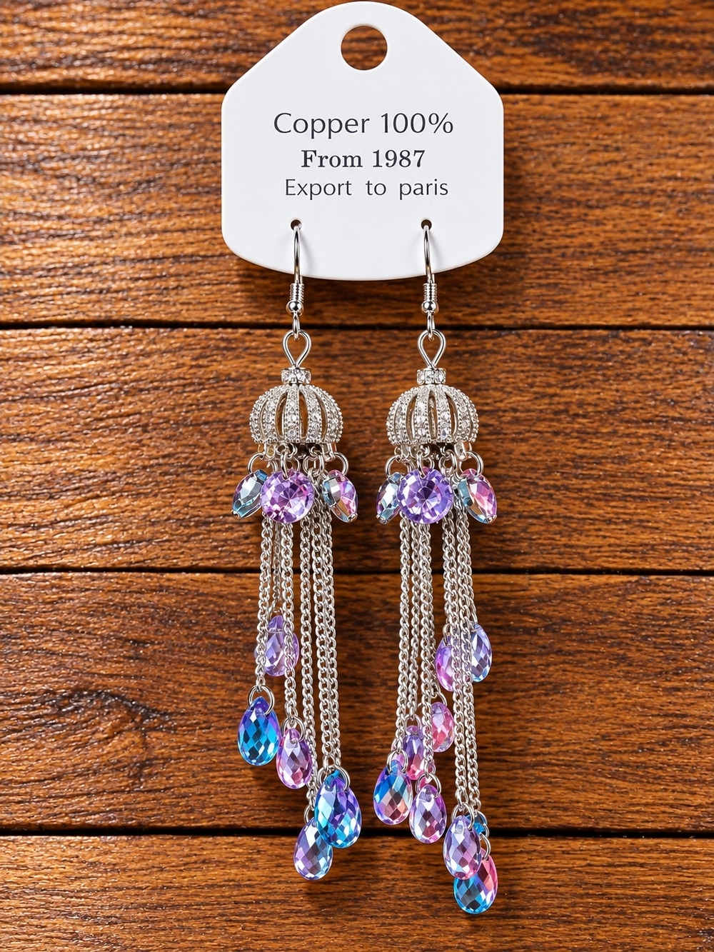 Multicolor Dangle Earrings in Purple & Blue NWT